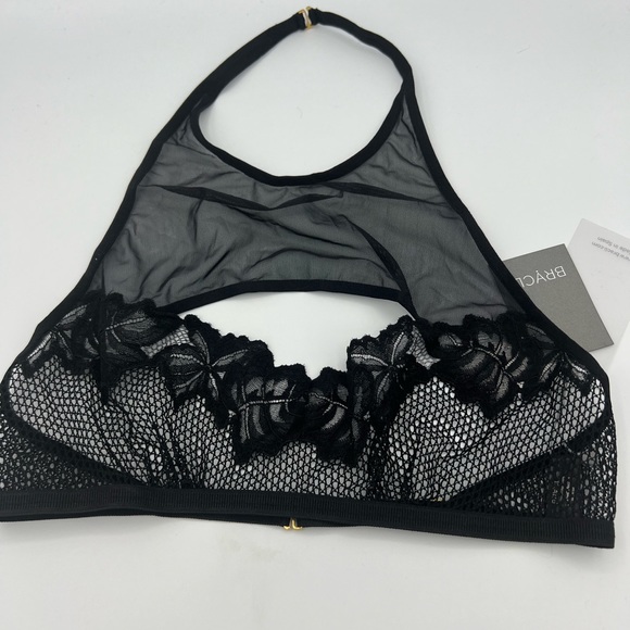 Bracli Luxury Halter Bra (large),Garter Belt (small) Set.  Lace, Sheer, & Fishne - Picture 2 of 5